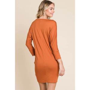 Robe de soirée courte à manches dolman taille unique Veloro Culture Code PUMPKINSPICY S - Product Image 3