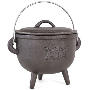 Vintage Style Solid Cast Iron Cauldron Heavy Duty Black Incense <b>Burner</b> Holder Pot Triple Moon Eco-Friendly At Wholesale Price - Product Image 2