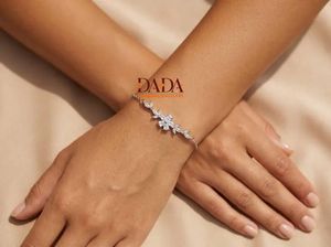 กำไลข้อมือเพชรทรงมาร์คีส์ทรงสวยสง่าสำหรับผู้หญิง เพชรเพาะเลี้ยงที่ได้รับการรับรอง กำไลรูปดอกไม้ เครื่องประดับทองคำชั้นดี - Product Image 5