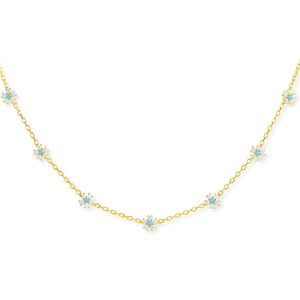 Mini collier ras du cou fleur en or massif 14 carats, collier fleur délicat avec diamants de laboratoire, bijou floral, cadeau pour elle - Product Image 3