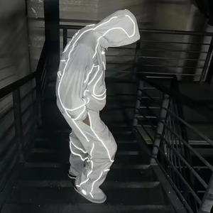 Custom <b>Men</b>’s Nylon Tracksuit Set <b>Reflective</b> Hooded Windbreaker <b>Jacket</b> & Jogger Pants Breathable Winter Sportswear Tracksuit - Product Image 3