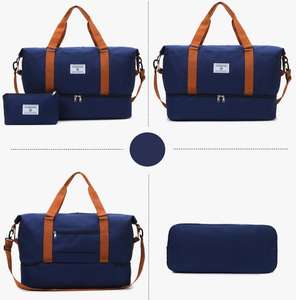 Grand sac de sport extensible imperméable avec fermeture éclair, sac de voyage, sac de sport, sac de yoga, compartiment pour chaussures, sac de voyage portable en nylon pour la nuit - Product Image 3