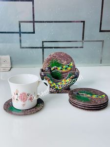 High Quality Religious Design Marble <b>Coaster</b> Set Handmade Polished Durable Home Decor for Tea/Coffee - Product Image 4