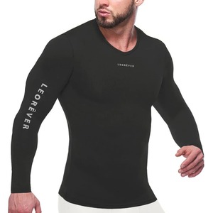 Men <b>Long</b> <b>Sleeve</b> O-Neck Compression Shirt Solid Color Quick Dry Slim Fit Casual <b>Workout</b> <b>Top</b> Teal Green Knitted Polyester - Product Image 4