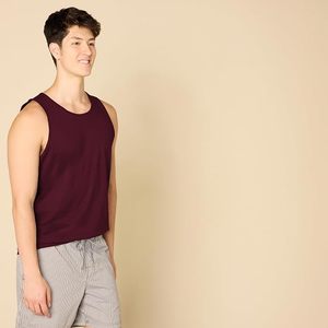 เสื้อกล้ามผู้ชายสีแดงเบอร์กันดี คอกลม ผ้าถัก สวมใส่สบาย ไซส์ใหญ่ - Product Image 4