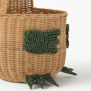 <b>Top</b> Selling High Quality Hand Braided <b>Dinosaur</b> Shaped Rattan Storage Basket Suitable For Baby Nursery Toy Organizer - Product Image 5