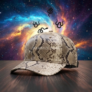 Baseball Cap New Fashion Unisex Brown Python Cap Snake print Beanie Skin Cap Leather Hat Genuine Customized Colors Four Seasons - Product Image 4