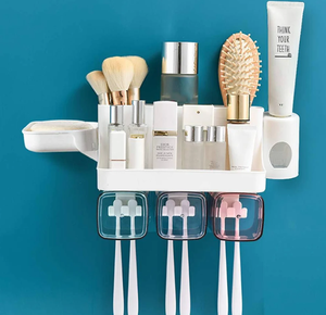 Metcraft Modern Black Metal Wireframe Wall Rack Portable Minimalist Bathroom Stand Holds White Tumbler Toothbrush Wholesale - Product Image 4