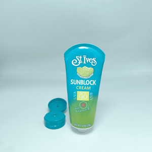 Tube en plastique PE bleu de haute qualité, impression offset 8 couleurs, bouchon à vis bleu pour emballage cosmétique, extrémité incurvée, fermeture en arc - Product Image 2