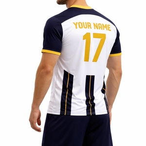 Conjunto de Uniforme de Fútbol Personalizado para Hombre, Sublimado, 100% Poliéster, Transpirable, de Secado Rápido, Antibacteriano, Jersey con Cuello en V, Pantalones Cortos, Ropa Deportiva para Equipo - Product Image 4