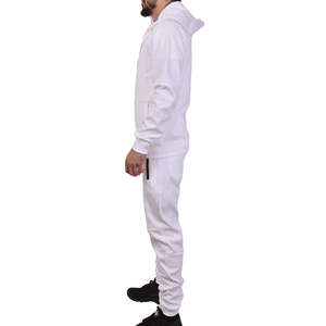 Off <b>white</b> Color Winter Fleece Casual Full-zip Hoodie Sweatshirt And Drawstring <b>Joggers</b> Men's Tech Fleece Tracksuit - Product Image 3