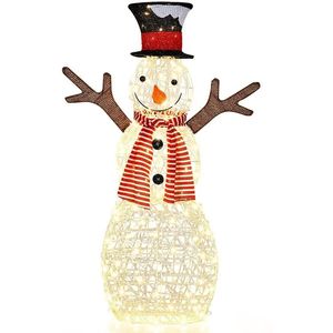 Decorazione Natalizia Illuminata a Forma di Pupazzo di Neve per Interni ed Esterni con 80 Luci LED Preinstallate per Decorazioni Festive - Product Image 1
