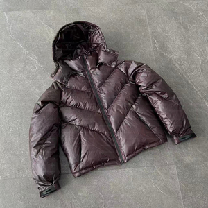 Custom Thermochromic Color Changing Down Jacket for Men, Streetwear <b>Heat</b> Reactive Shiny Nylon Puffer <b>Coat</b> with Handprint Effect - Product Image 4