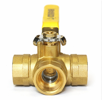 Válvula de bola de latón de 3 vías con puerto en L, 600 WOG, rosca BSP de 1/2 pulgada, control manual de agua para alta temperatura, OEM personalizable