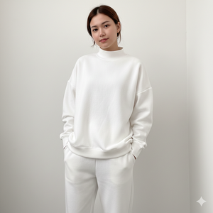 Suéter de Cuello Alto Oversize, 100% Algodón, Ecológico, Ligero, Transpirable, para Invierno, Estilo Casual Urbano, Personalizado en la Parte Delantera - Product Image 6