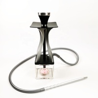 Ensemble de chicha en aluminium avec base LED en forme de cube, kit de chicha en métal avec base transparente en acrylique pour utilisation en lounge bar ou club