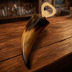 Décapsuleur en forme de corne d'animal, ouvre-bouteille manuel rustique vintage fait main avec design métallique, outil de bar portable pour la maison - Product Image 4