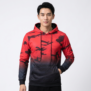 <b>Men's</b> <b>Red</b> Camouflage Hoodie Slim Fit Polyester <b>Sweatshirt</b> With Pocket Casual Autumn Wear - Product Image 5