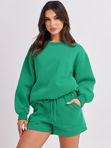 New Arrival Casual Summer Women's Sleeveless Sweatshirt Hoodie Polyester/Cotton Ripped 2 Piece Shorts <b>Set</b> Custom Logo Printing - Product Image 1