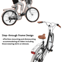 Vélo de plage complet HILAND 26 pouces pour adultes, cadre à enjambement bas 7 vitesses avec porte-bagages arrière, style rétro pour hommes et femmes