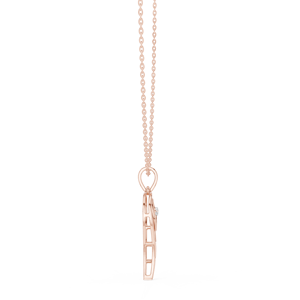 Pendentif Cœur d'Ange serti de diamants de laboratoire en or rose massif 18 carats pour fiançailles, soirée, cadeau de Saint-Valentin, ou usage quotidien - Product Image 3