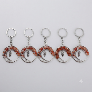 Llavero de cristal de alta calidad con árbol de la vida de cornalina roja, llavero de piedra natural con diseño de búho, regalos para mujeres. - Product Image 6