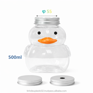 ขวด PET รูปเป็ดขนาด 500 มล. พร้อมฝาเกลียวอะลูมิเนียม สำหรับบรรจุภัณฑ์เครื่องดื่ม น้ำผลไม้ นม ชา กาแฟ - Product Image 1