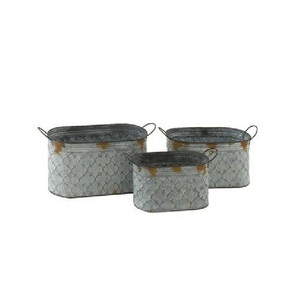 Juego de dos macetas vintage galvanizadas de metal, de moda, con tamaño, forma y color personalizados, para uso en jardinería. - Product Image 2