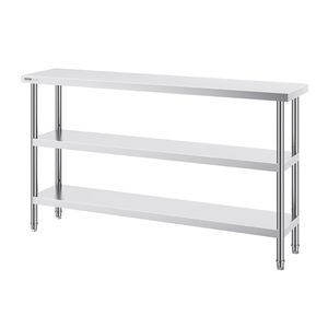 Tavolo per alimenti in acciaio inox 14X60X34 pollici tavolo da lavoro da cucina commerciale sotto scaffale 2 metallo per barbecue resistente regolabile - Product Image 1