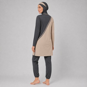 Ensemble Burkini Modeste Femme Décontracté Couvrant Entièrement Haut à Manches Longues Legging de Bain Hijab Séchage Rapide Écologique Spandex/Polyester Uni - Product Image 6