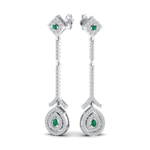 REYES Sparking 925 Sterling Silver GRA Certified Moissanite Dangle Drop <b>Earrings</b> Luxury <b>Emerald</b> Gemstone Wedding Gift Jewelry - Product Image 5