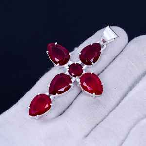 Pendentif croix en onyx rouge, bohème, argent sterling 925, bijoux faits à la main, collier en pierre naturelle, vente en gros pour femmes - Product Image 3