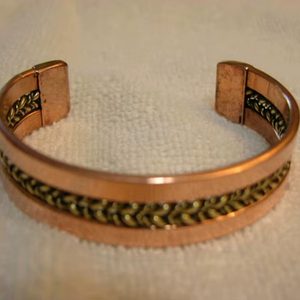 Solid decorative <b>copper</b> braided center <b>bracelet</b> adjustable magnetic healing - Product Image 1