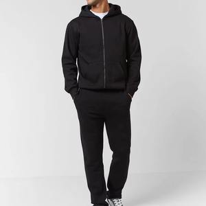 Conjunto deportivo de algodón y poliéster para hombre, sudadera con capucha extragrande con cremallera y pantalones holgados, con diseño de logotipo personalizado. - Product Image 4