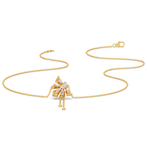 Collier classique en diamant avec barre centrale, deux accents ronds latéraux et un design minimaliste et épuré - Product Image 2