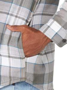 Chaqueta de Franela Estilo Occidental para Hombre, Camisa con Capucha a Cuadros de Algodón, Forro de Sherpa, Bolsillos Grandes con Parches, Premium, Casual de Invierno - Product Image 5