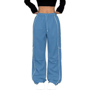 Custom Green Cargo <b>Pants</b> with White Piping – Adjustable Waist, Stylish and Comfortable Bulk Wholesale USA - Product Image 5