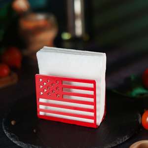 American Flag Napkin Holder Red Plastic Rectangle Design Novelty <b>Table</b> Decoration - Product Image 1
