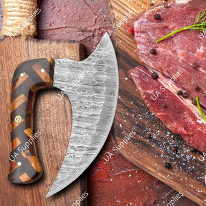 Cuchillo de Chef Ulu Moderno de Acero de Damasco, Ambidiestro, Mango de Madera y Hueso, Longitud de Hoja Personalizable (4-5.9in), Extra Afilado, con Funda de Cuero - Product Image 3