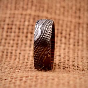 Handmade Damascus Steel <b>Ring</b> <b>Men</b> Stainless Steel Blade <b>Titanium</b> Wood Inlay Industrial Application Gift Him Knives Manufacturer - Product Image 4