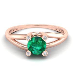 Bague en or jaune massif 14 carats REYES Fine Jewelry avec diamant certifié IGI, coupe ovale classique, pierre précieuse émeraude de 0,84 carat - Product Image 6