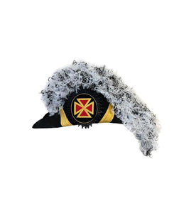 Gorra de Caballero Templario Grand Commander con Plumas Blancas y Negras, Gorro Ceremonial Personalizado - Product Image 1