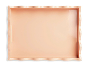Nouveau plateau élégant à bords festonnés avec poignées, finition laquée, fabriqué à la main au Vietnam avec couleurs OEM/ODM personnalisables. - Product Image 2