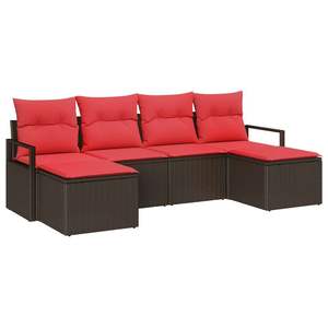 Juego de sofás de jardín de ratán sintético marrón de 6 piezas - Product Image 2