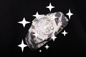 NYC DIAMOND EMPIRE นาฬิกาข้อมือผู้ชายสุดหรู สีดำขาว หน้าปัดลายเสือ ประดับโมอิสซาไนต์ ตัวเรือนสแตนเลสสตีล ระบบกลไกอัตโนมัติ แสดงวันที่ กระจกใส - Product Image 1