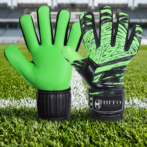 Gants de gardien de but de football professionnels, paume avant en latex, dos en latex, enveloppe de pouce gaufrée, logo personnalisé - Product Image 2