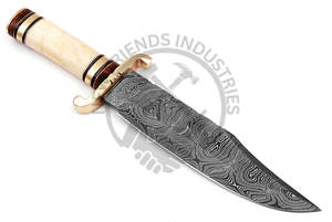 Nouvelle édition personnalisable de couteau Bowie en acier Damas de 14 pouces, couteau de chasse d'extérieur avec manche en os, meilleur couteau à lame fixe de collection - Product Image 5