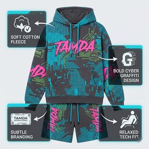 Ensemble sweat à capuche et short oversize – Survêtement molletonné personnalisé 2 pièces - Product Image 5