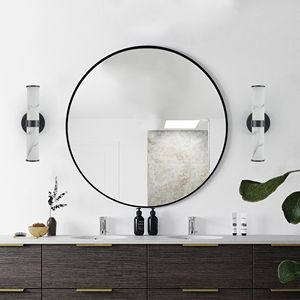 Eleganti Lampade da Parete con Telaio in Ferro Nero, Texture in Resina Effetto Marmo, Set di 2 Apparecchi di Illuminazione per Corridoi e Bagni - Product Image 3