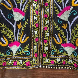 <b>Womens</b> <b>Black</b> <b>Velvet</b> Embroidered <b>Jacket</b> Boho Floral Ethnic Vintage Statement Coat - Product Image 3